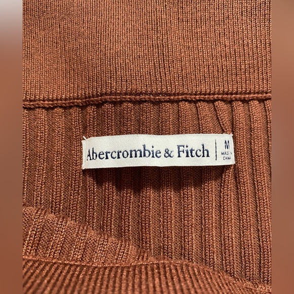 Abercrombie & Fitch Brown Ribbed Knit Midi Skirt Side Slits Women’s Size Medium - Picture 6 of 12